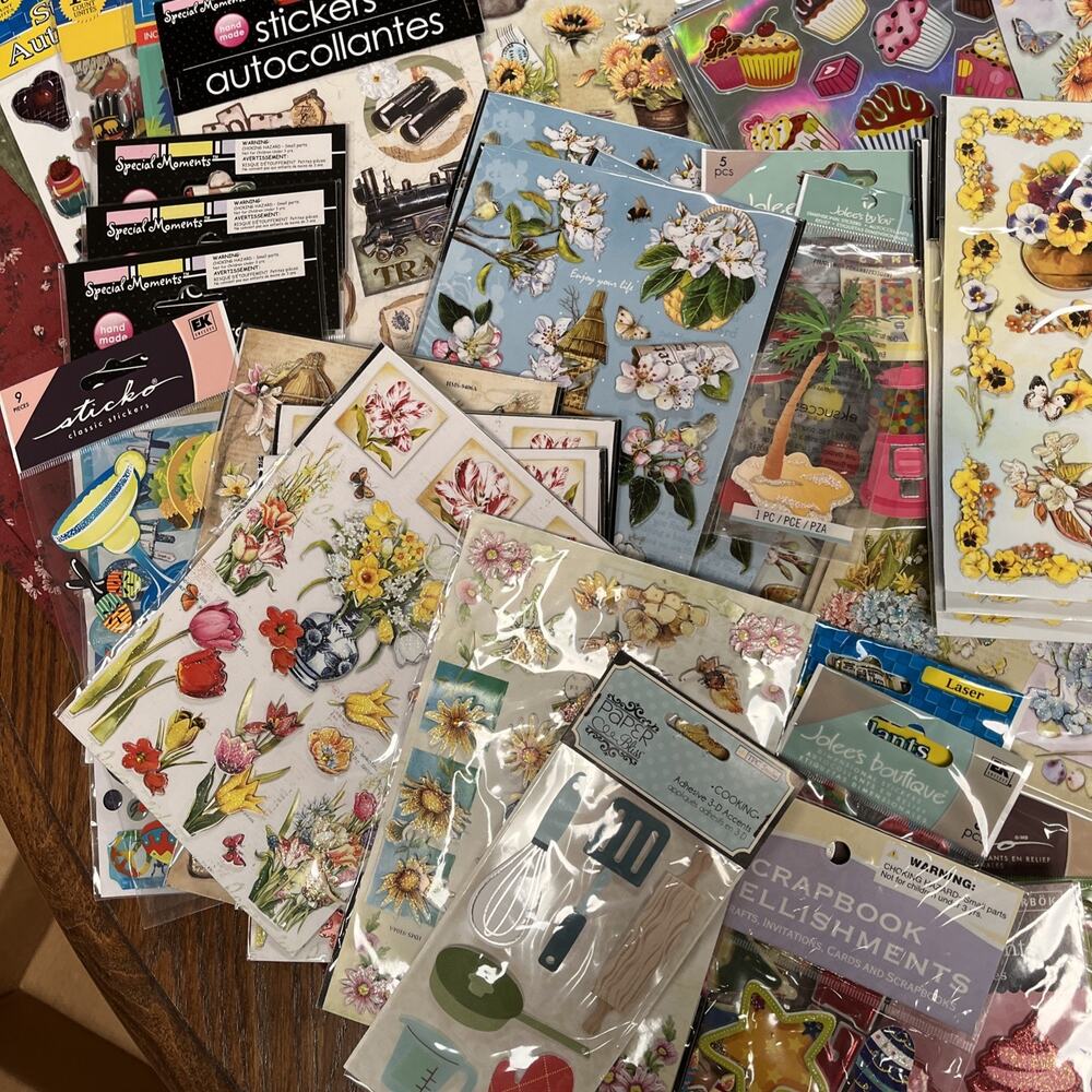 Scrapbooking Stickers Huge Lot Rhinestones Puffy Dimensional 100 Packs - Picture 7 of 8